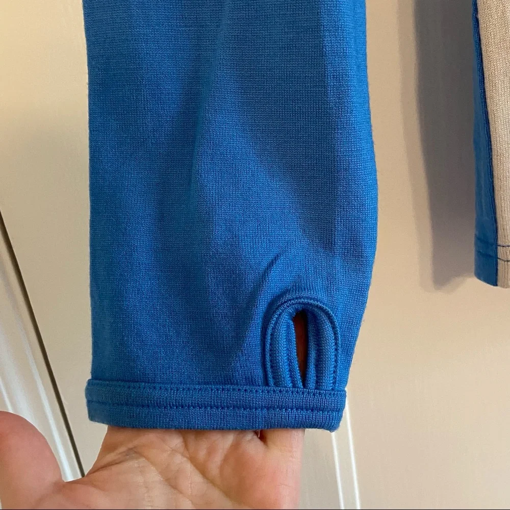 Icebreaker Bodyfit 260 Wool Zip Neck pullover Stripes Medium Blue Gray - Picture 10 of 12